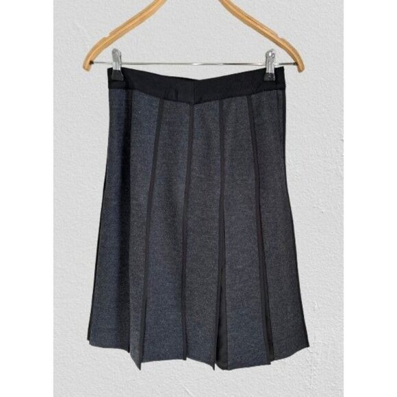 Anne Klein Womens Pleated A-Line Midi Skirt Black & Gray Wool-Blend Size Small - Picture 4 of 8